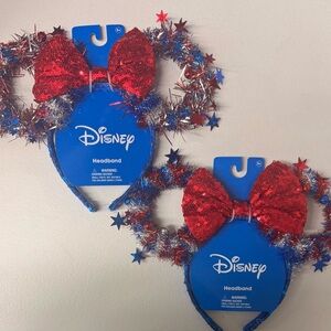 2 Pack! Disney Minnie Mouse Red & Blue Starry Sequin Headband